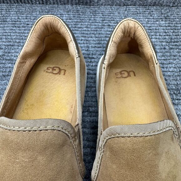 UGG Cas Suede Sneakers Shoes Womens 7.5 Tan Caramel Slip On Metallic 1019217 - Picture 7 of 11